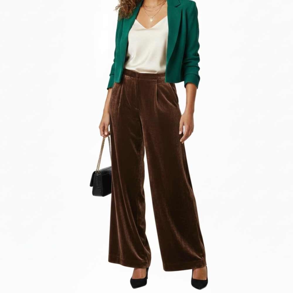 Vintage 90’s Ann Taylor Brown Velvet Wide-Leg Pants